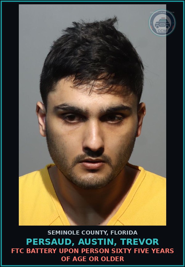 Booking mugshot of PERSAUD, AUSTIN, TREVOR in Seminole County