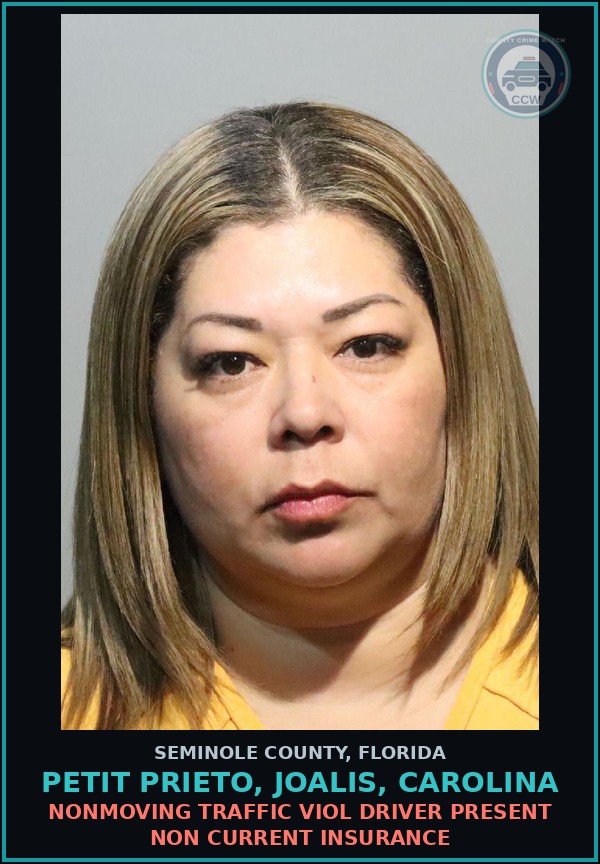 Booking mugshot of PETIT PRIETO, JOALIS, CAROLINA in Seminole County