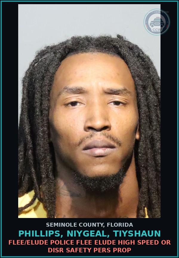 Booking mugshot of PHILLIPS, NIYGEAL, TIYSHAUN in Seminole County