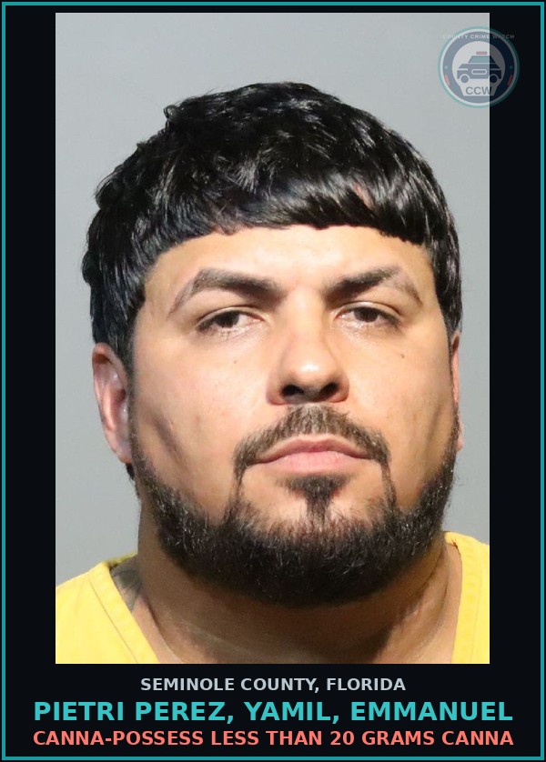 Booking mugshot of PIETRI PEREZ, YAMIL, EMMANUEL in Seminole County