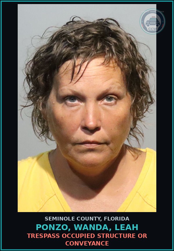 Booking mugshot of PONZO, WANDA, LEAH in Seminole County