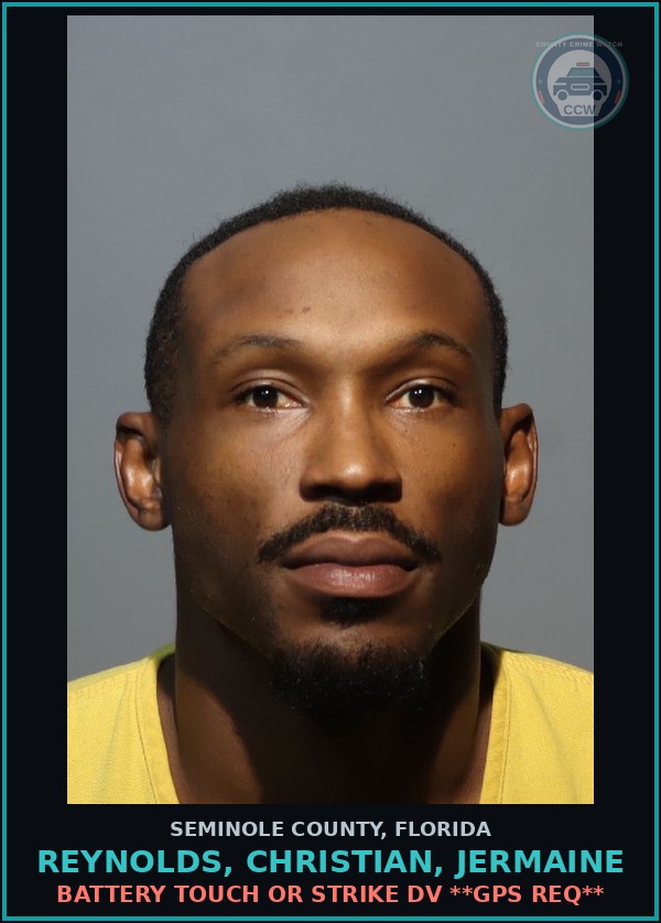 Booking mugshot of REYNOLDS, CHRISTIAN, JERMAINE in Seminole County