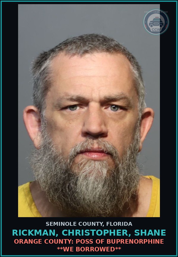 Booking mugshot of RICKMAN, CHRISTOPHER, SHANE in Seminole County