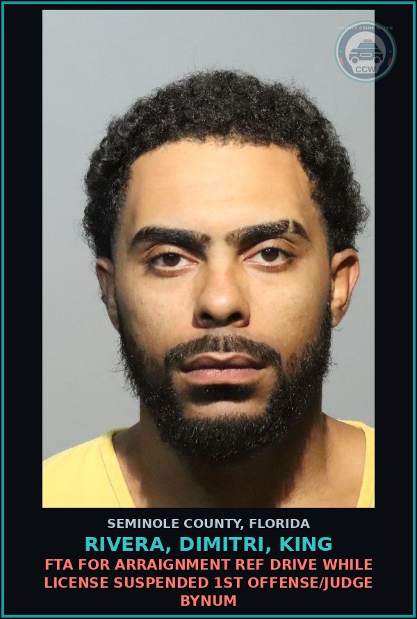 Booking mugshot of RIVERA, DIMITRI, KING in Seminole County