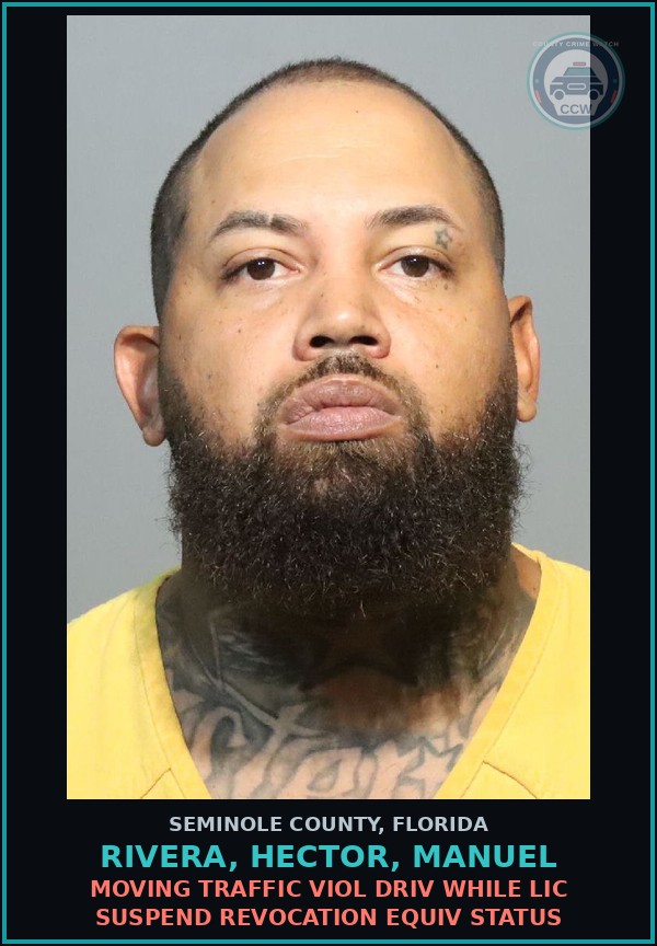 Booking mugshot of RIVERA, HECTOR, MANUEL in Seminole County