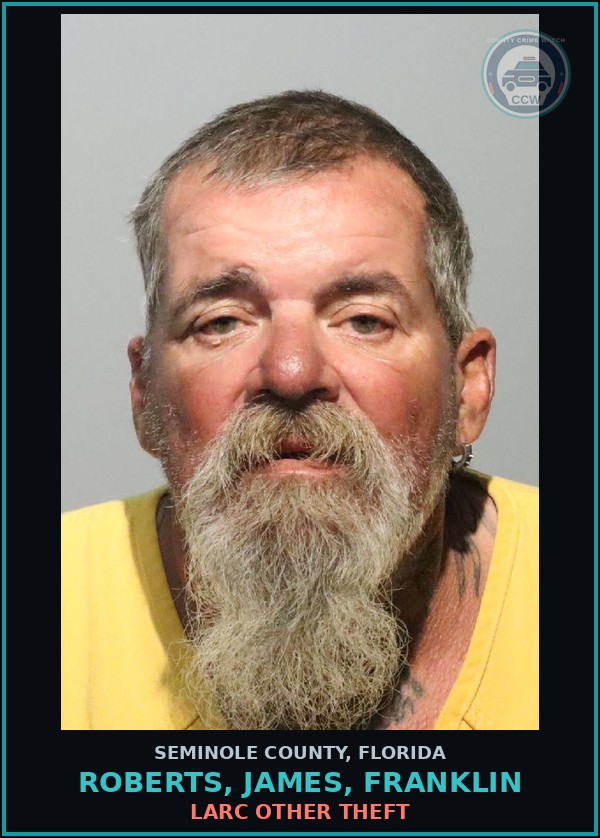 Booking mugshot of ROBERTS, JAMES, FRANKLIN in Seminole County