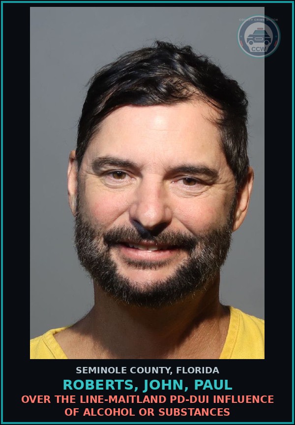 Booking mugshot of ROBERTS, JOHN, PAUL in Seminole County