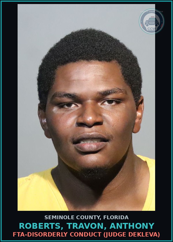 Booking mugshot of ROBERTS, TRAVON, ANTHONY in Seminole County