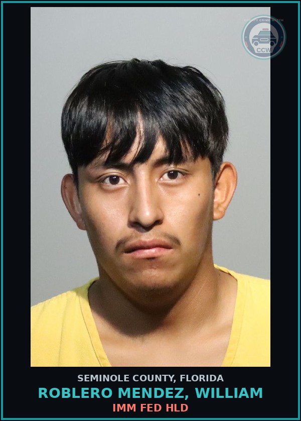 Booking mugshot of ROBLERO MENDEZ, WILLIAM in Seminole County