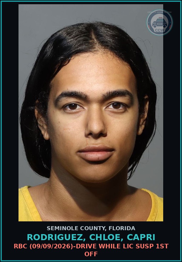 Booking mugshot of RODRIGUEZ, CHLOE, CAPRI in Seminole County