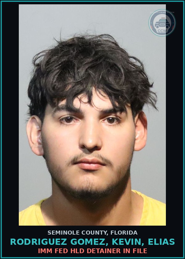Booking mugshot of RODRIGUEZ GOMEZ, KEVIN, ELIAS in Seminole County