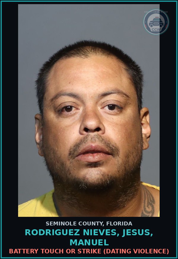 Booking mugshot of RODRIGUEZ NIEVES, JESUS, MANUEL in Seminole County
