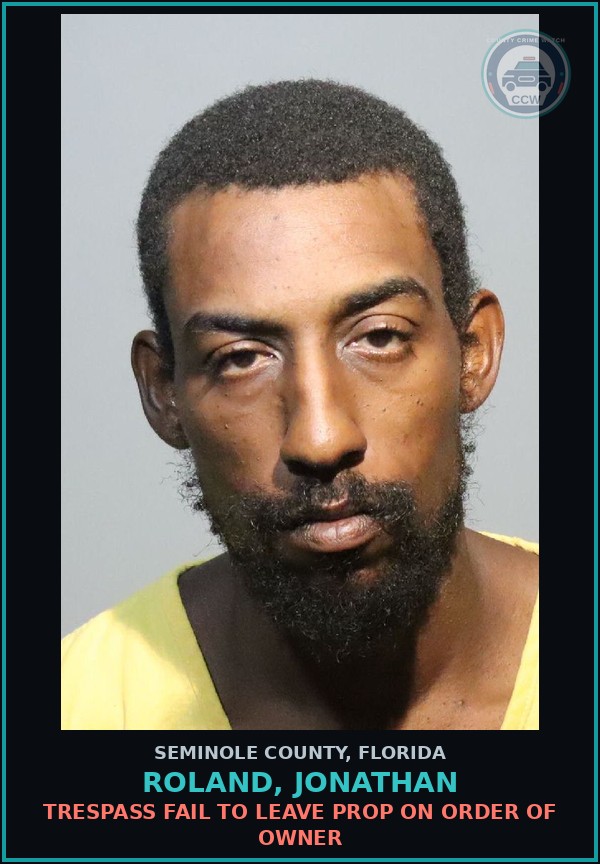 Booking mugshot of ROLAND, JONATHAN in Seminole County