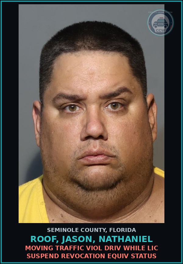 Booking mugshot of ROOF, JASON, NATHANIEL in Seminole County