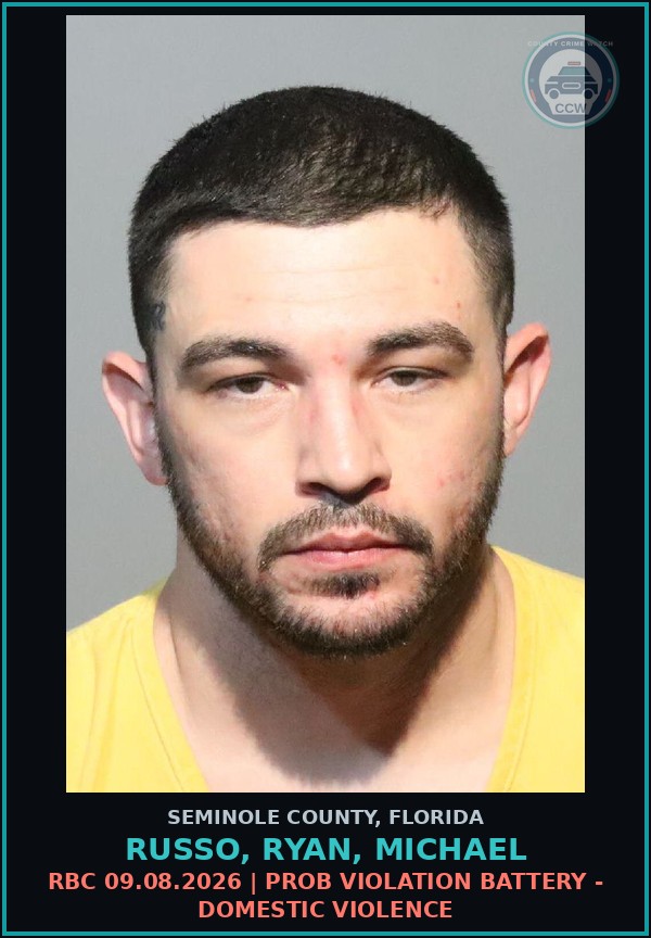 Booking mugshot of RUSSO, RYAN, MICHAEL in Seminole County
