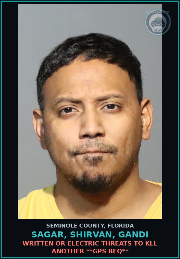 Booking mugshot of SAGAR, SHIRVAN, GANDI in Seminole County