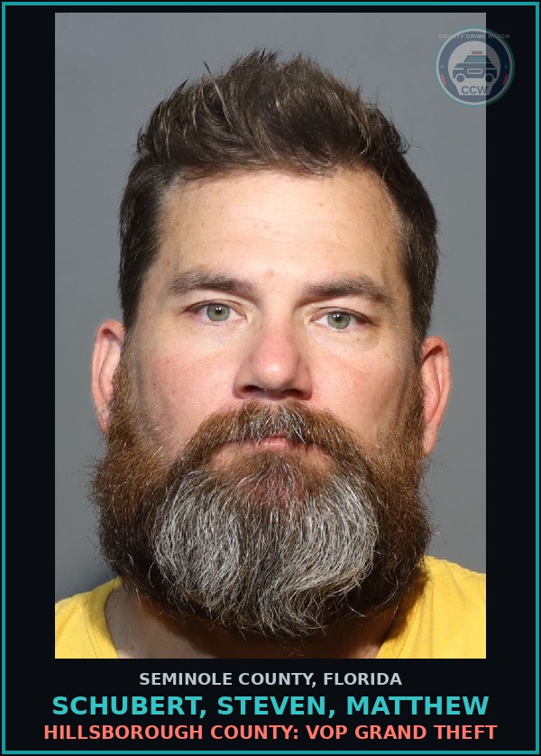 Booking mugshot of SCHUBERT, STEVEN, MATTHEW in Seminole County