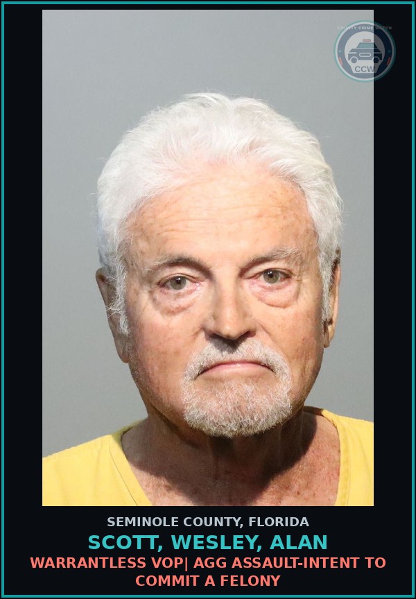Booking mugshot of SCOTT, WESLEY, ALAN in Seminole County