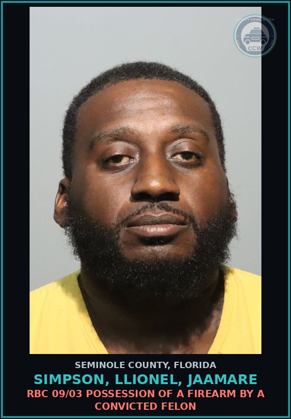 Booking mugshot of SIMPSON, LLIONEL, JAAMARE in Seminole County
