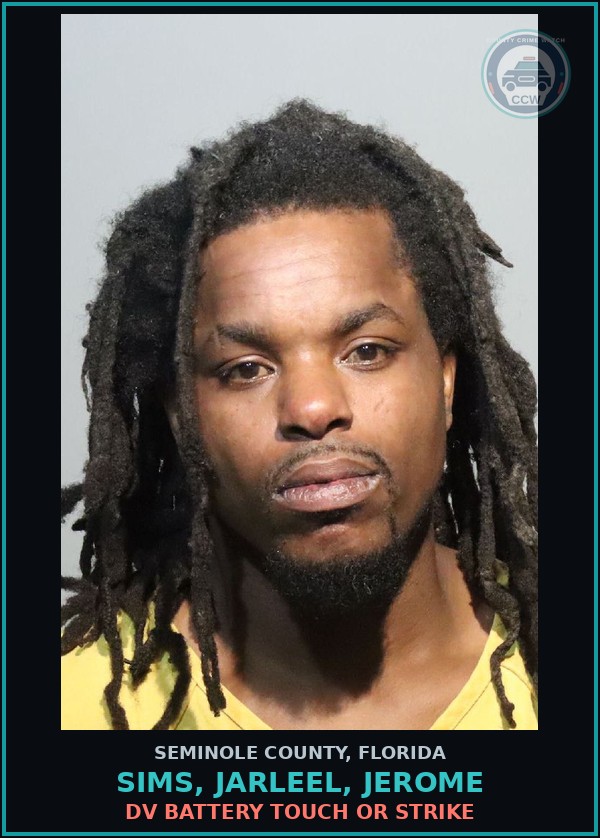 Booking mugshot of SIMS, JARLEEL, JEROME in Seminole County