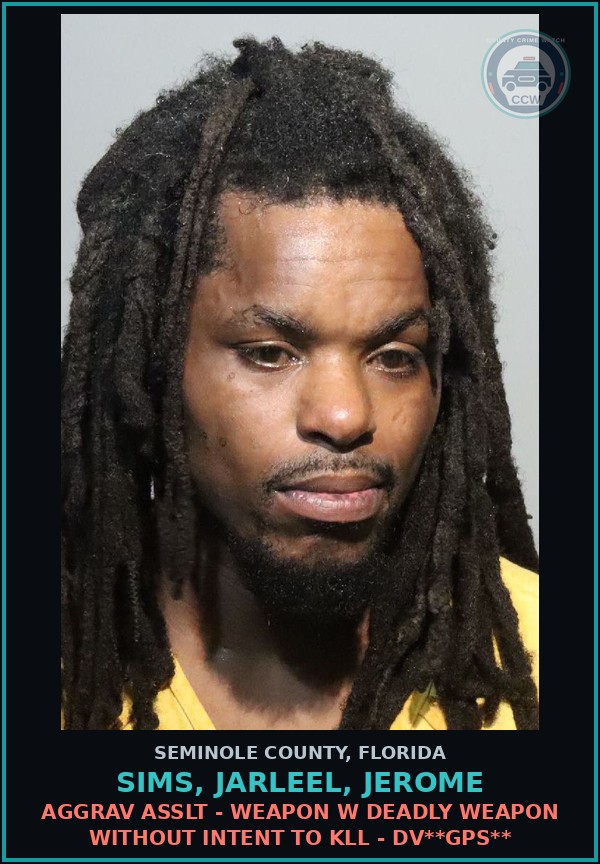 Booking mugshot of SIMS, JARLEEL, JEROME in Seminole County