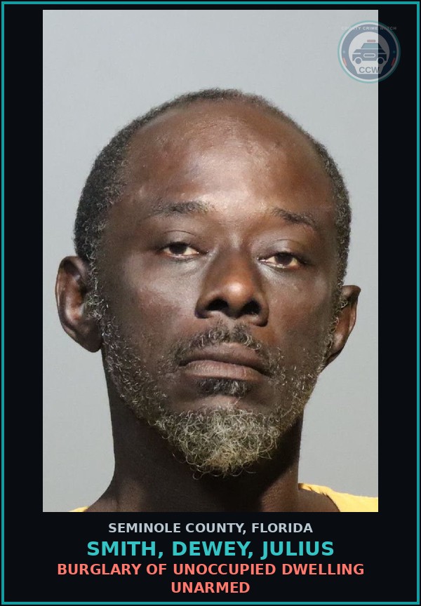 Booking mugshot of SMITH, DEWEY, JULIUS in Seminole County