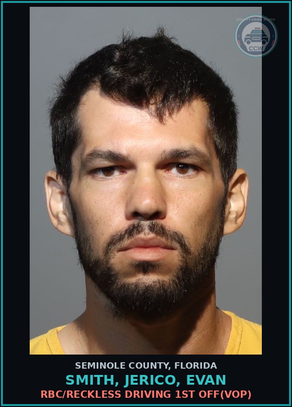 Booking mugshot of SMITH, JERICO, EVAN in Seminole County