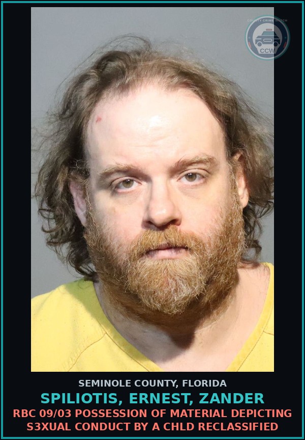 Booking mugshot of SPILIOTIS, ERNEST, ZANDER in Seminole County