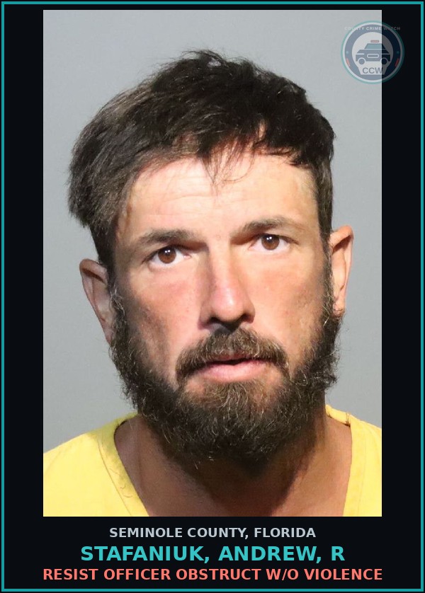 Booking mugshot of STAFANIUK, ANDREW, R in Seminole County