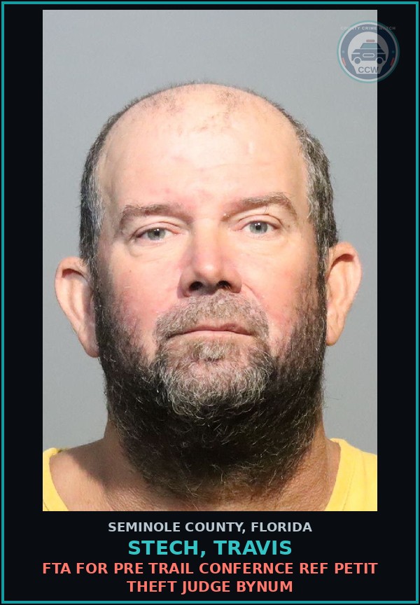 Booking mugshot of STECH, TRAVIS in Seminole County
