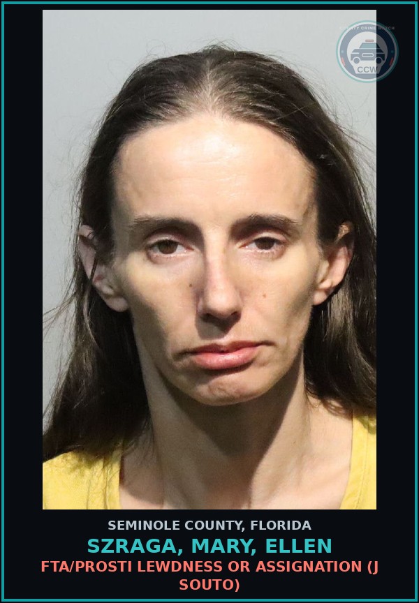 Booking mugshot of SZRAGA, MARY, ELLEN in Seminole County