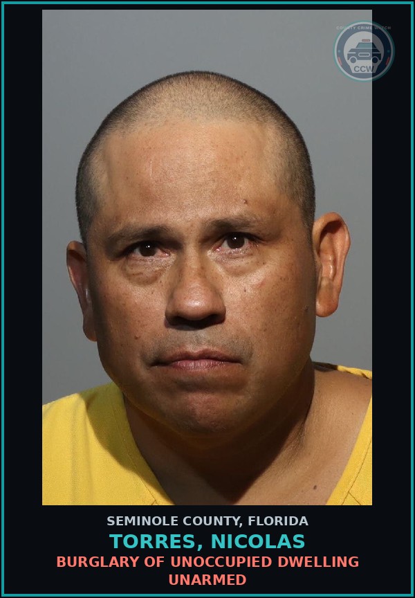 Booking mugshot of TORRES, NICOLAS in Seminole County