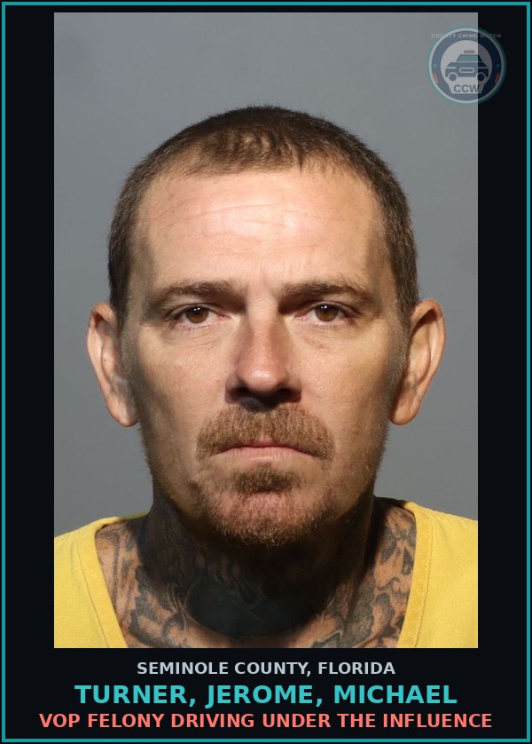 Booking mugshot of TURNER, JEROME, MICHAEL in Seminole County