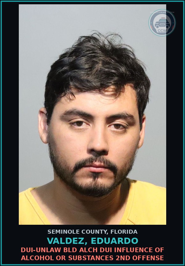 Booking mugshot of VALDEZ, EDUARDO in Seminole County