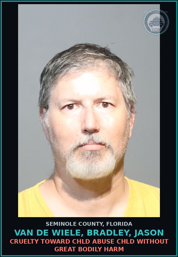 Booking mugshot of VAN DE WIELE, BRADLEY, JASON in Seminole County
