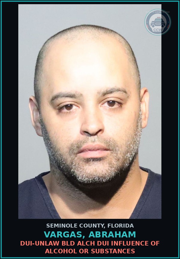 Booking mugshot of VARGAS, ABRAHAM in Seminole County