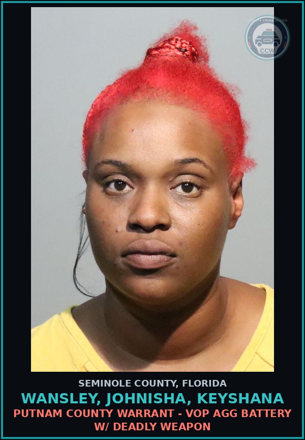 Booking mugshot of WANSLEY, JOHNISHA, KEYSHANA in Seminole County