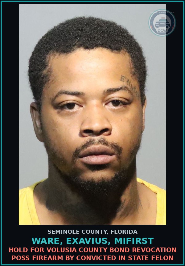 Booking mugshot of WARE, EXAVIUS, MIFIRST in Seminole County