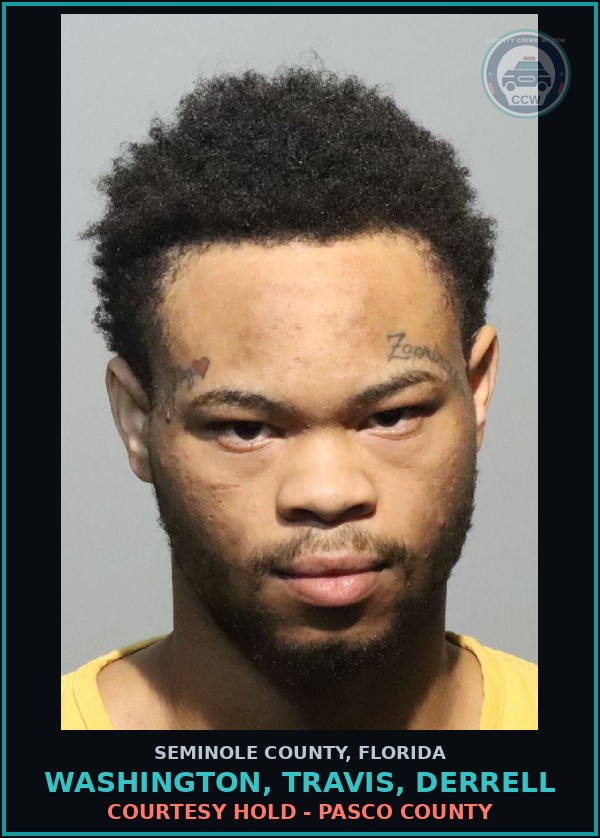 Booking mugshot of WASHINGTON, TRAVIS, DERRELL in Seminole County