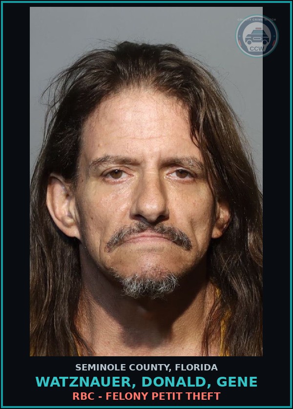 Booking mugshot of WATZNAUER, DONALD, GENE in Seminole County