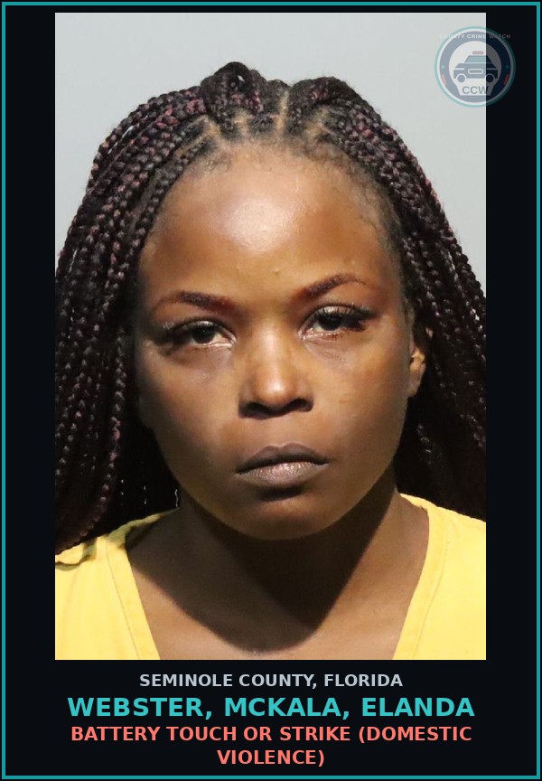 Booking mugshot of WEBSTER, MCKALA, ELANDA in Seminole County