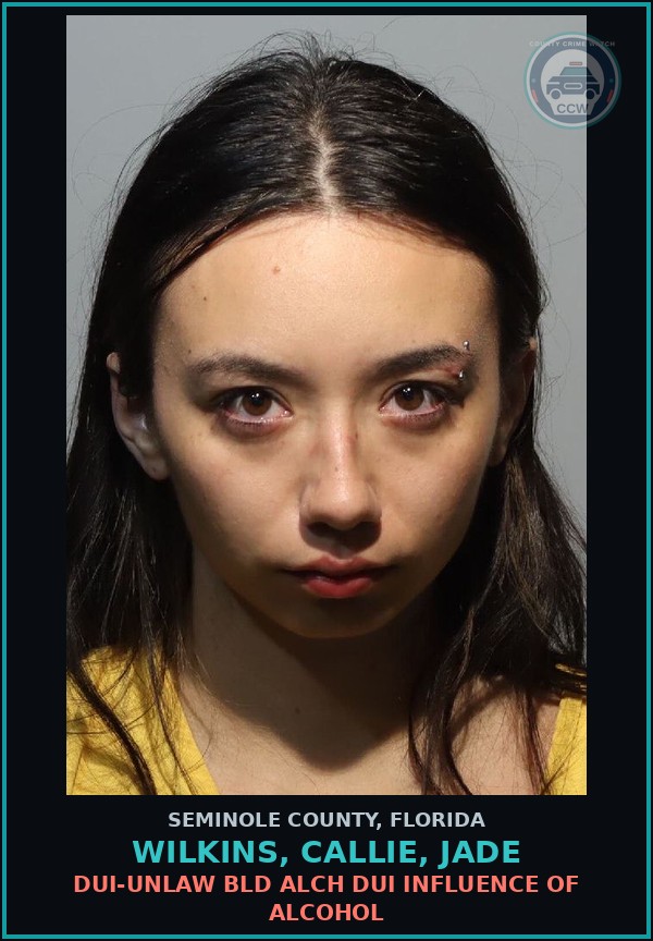 Booking mugshot of WILKINS, CALLIE, JADE in Seminole County