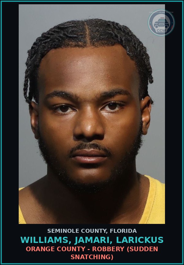Booking mugshot of WILLIAMS, JAMARI, LARICKUS in Seminole County