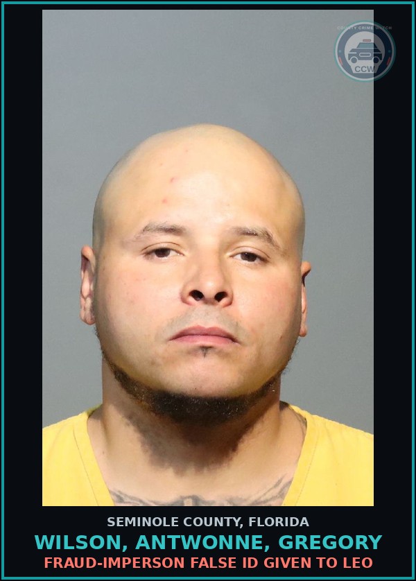 Booking mugshot of WILSON, ANTWONNE, GREGORY in Seminole County