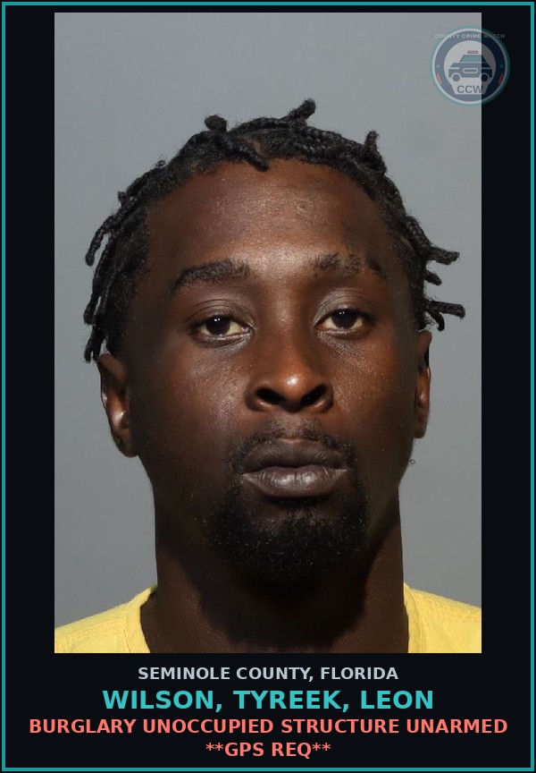 Booking mugshot of WILSON, TYREEK, LEON in Seminole County