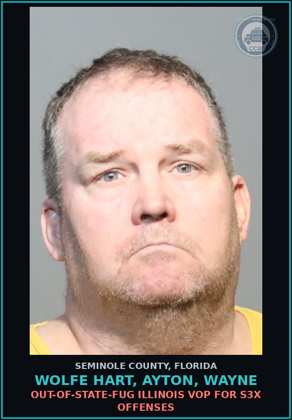 Booking mugshot of WOLFE HART, AYTON, WAYNE in Seminole County