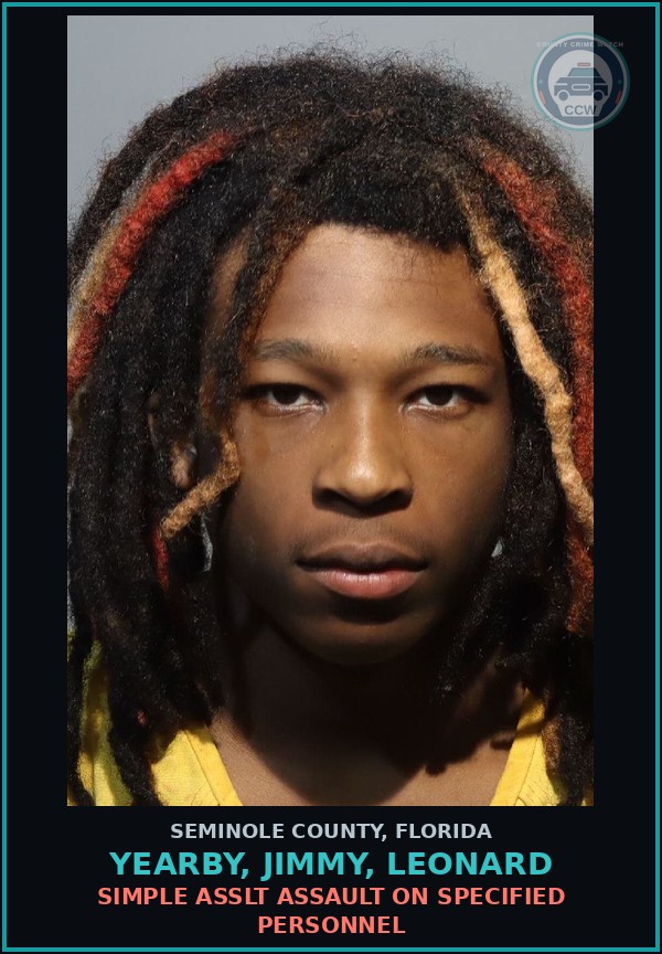 Booking mugshot of YEARBY, JIMMY, LEONARD in Seminole County