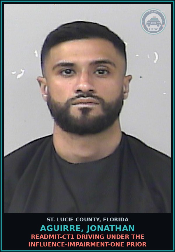 Booking mugshot of Aguirre, Jonathan in St. Lucie County
