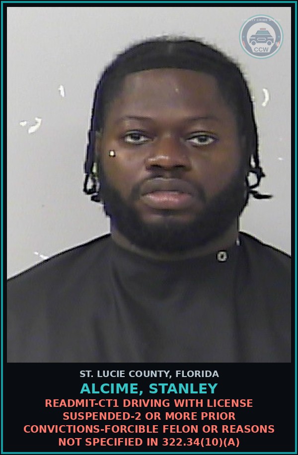 Booking mugshot of Alcime, Stanley in St. Lucie County