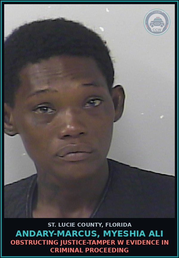 Booking mugshot of Andary-marcus, Myeshia Ali in St. Lucie County